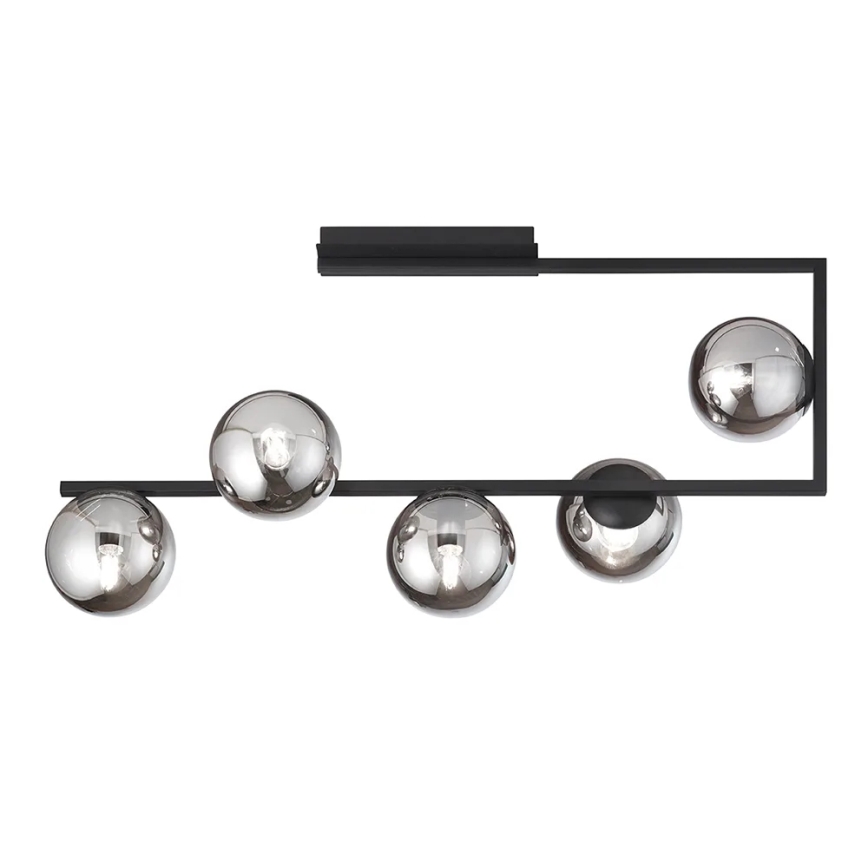 Ondaluce - MONILE Rod-Mounted Chandelier 5xE14/10W/230V Black/Smoked Black