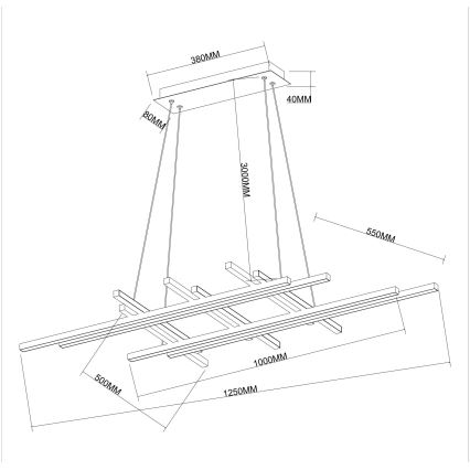 Ondaluce - MOVIDA LED/114W/230V Dimmable Cable Pendant Light, Black