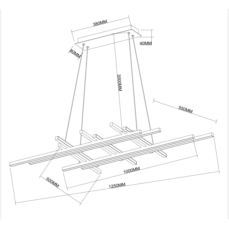 Ondaluce - MOVIDA LED/114W/230V Dimmable Cable-Suspended Pendant Light, Gold