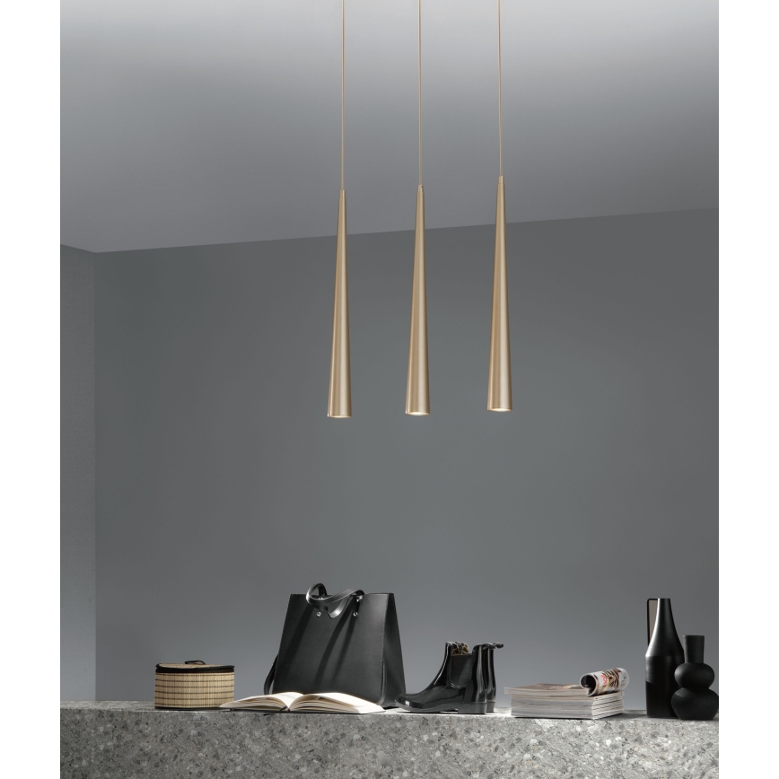 Ondaluce - NOA cable-suspended pendant light 1xGU10/20W/230V Ø 5.5 cm, gold