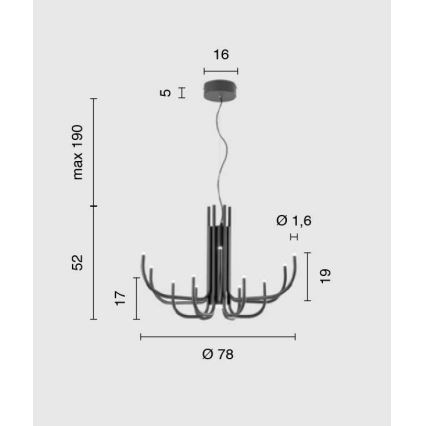 Ondaluce - NOUVEAU LED Dimmable Cable-Hung Chandelier LED/35W/230V, Ø 78 cm, Gold