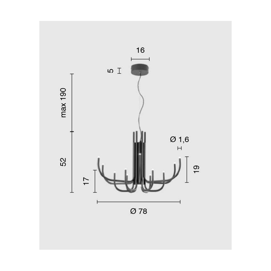Ondaluce - NOUVEAU LED Dimmable Cable-Hung Chandelier LED/35W/230V, Ø 78 cm, Gold
