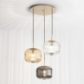 Ondaluce - ODETTE Cable Pendant Light 3×E14/10W/230V, Ø 43 cm, Gold/Smoked Multicolored