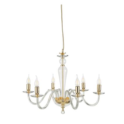 Ondaluce - PAGANINI Cable-Suspended Chandelier 6xE14/10W/230V, Ø70 cm, Gold/Clear