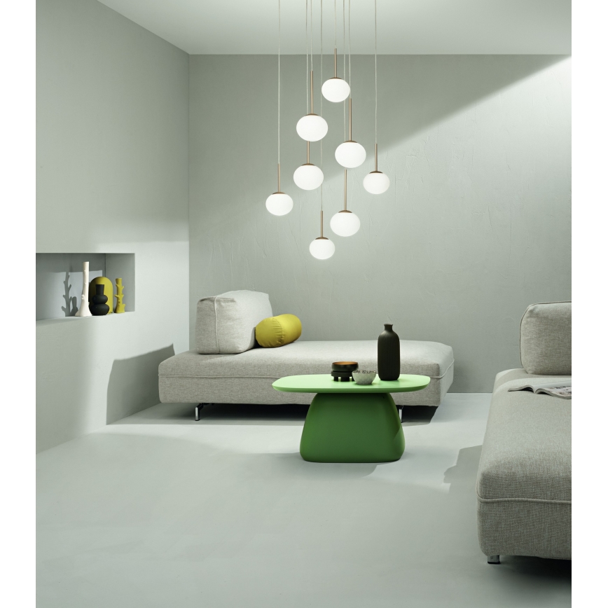 Ondaluce - Pendant light on cable JEWEL 1xE14/10W/230V Ø 17 cm gold/white