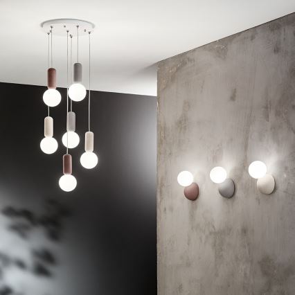 Ondaluce - ROCK Cable-Hung Pendant Light 6xG9/7W/230V Ø 35 cm concrete/brown/grey/white
