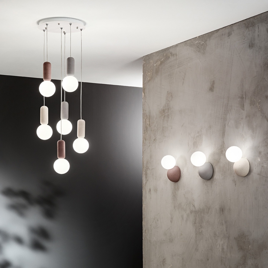 Ondaluce - ROCK Cable-Hung Pendant Light 6xG9/7W/230V Ø 35 cm concrete/brown/grey/white