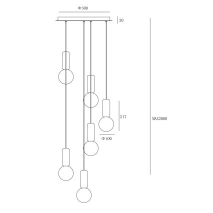 Ondaluce - ROCK Cable-Hung Pendant Light 6xG9/7W/230V Ø 35 cm concrete/brown/grey/white
