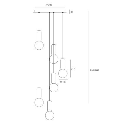 Ondaluce - ROCK cable-suspended pendant light 6xG9/7W/230V Ø 35 cm concrete brown/grey/white