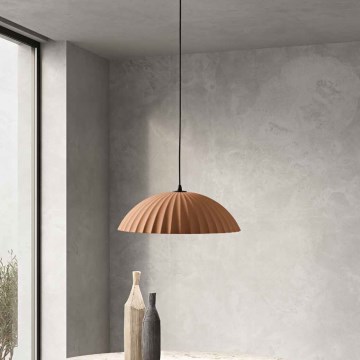 Ondaluce - RUSTIC Cable-hung Pendant Lamp 1x E27/15W/230V Ø 50 cm Concrete/Brown
