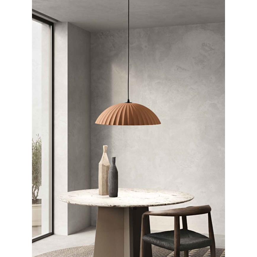 Ondaluce - RUSTIC Cable-hung Pendant Lamp 1x E27/15W/230V Ø 50 cm Concrete/Brown