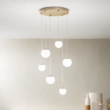 Ondaluce - SANTOS LED Cable-Suspended Chandelier LED/48W/230V, dia. 45 cm, Gold/White