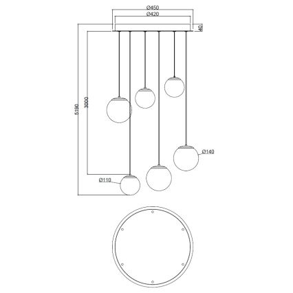 Ondaluce - SANTOS LED Cable-Suspended Chandelier LED/48W/230V, dia. 45 cm, Gold/White