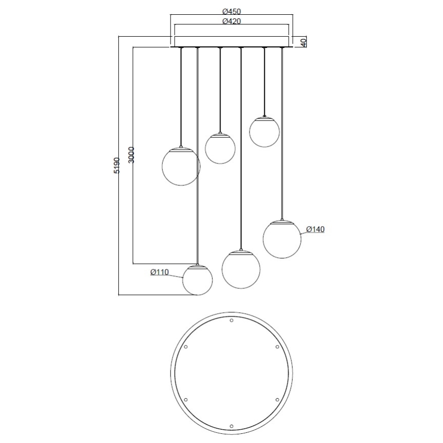 Ondaluce - SANTOS LED Cable-Suspended Chandelier LED/48W/230V, dia. 45 cm, Gold/White