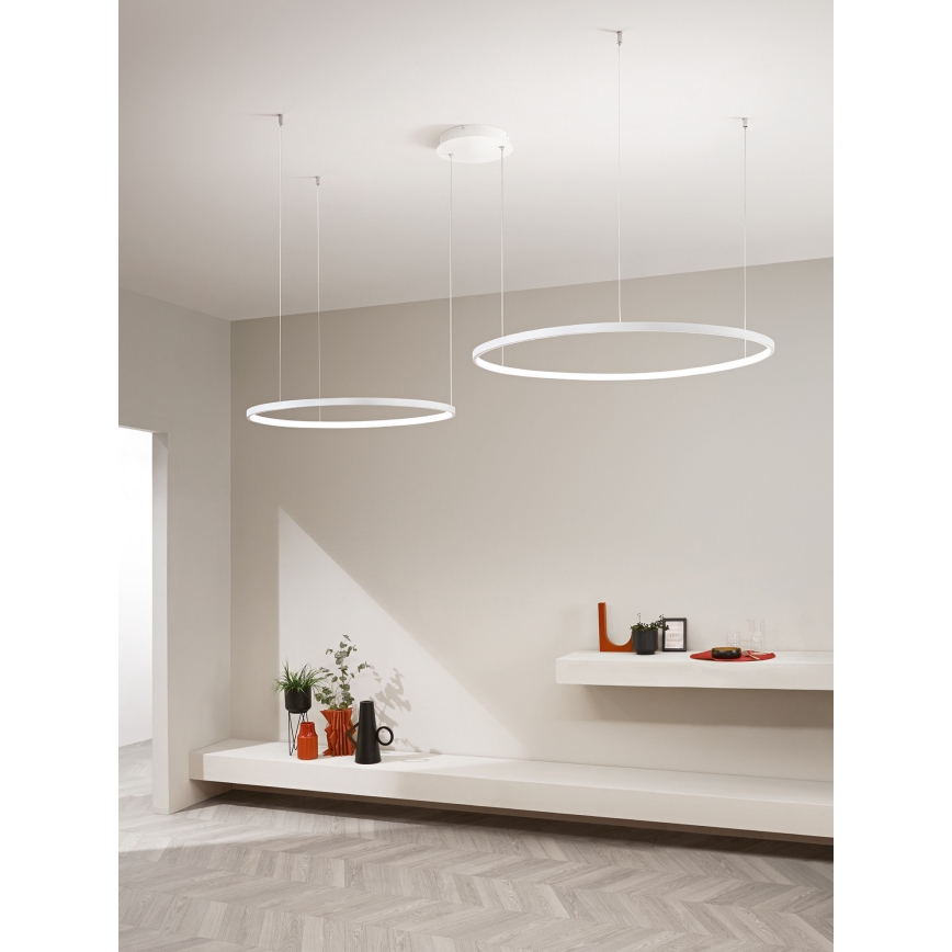 Ondaluce - LED dimmable cable-hung chandelier SOEL LED/28W/230V + LED/38W 3000/4000K diam. 80/60 cm white