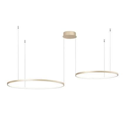 Ondaluce - SOEL dimmable LED cable-hung pendant, LED 28W/230V + LED 38W, Ø 80/60 cm, gold