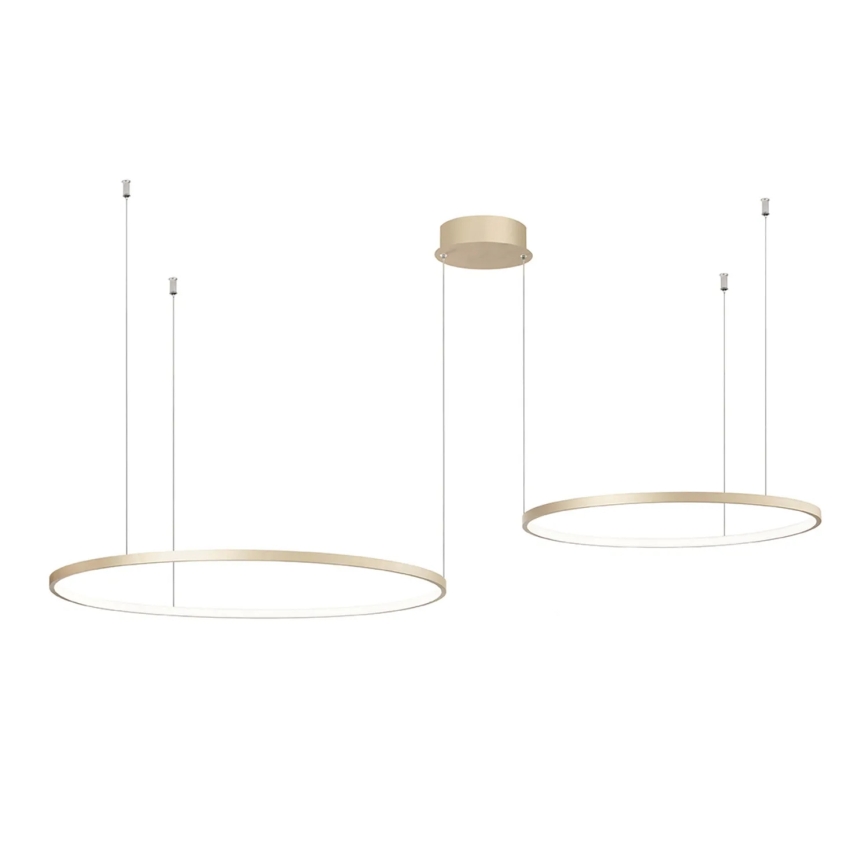 Ondaluce - SOEL dimmable LED cable-hung pendant, LED 28W/230V + LED 38W, Ø 80/60 cm, gold