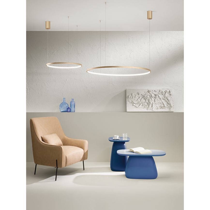 Ondaluce - SOEL Dimmable LED Pendant on Cable, 47W, 230V, Ø 100 cm, Gold finish
