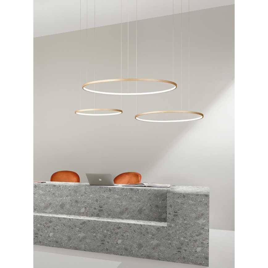 Ondaluce - SOEL Dimmable LED Pendant on Cable, 47W, 230V, Ø 100 cm, Gold finish