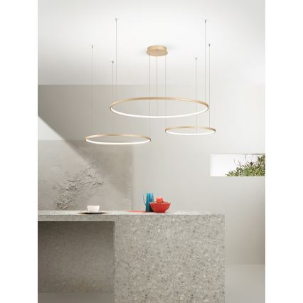 Ondaluce - SOEL LED Dimmable Cable-Hung Chandelier LED/28W/230V + LED/38W + LED/47W Ø 100/80/60 cm, gold