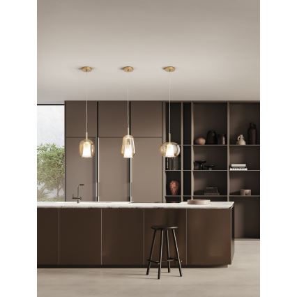 Ondaluce - THELMA cable-hung pendant light 1xE27/15W/230V Ø 25 cm gold/smoky beige