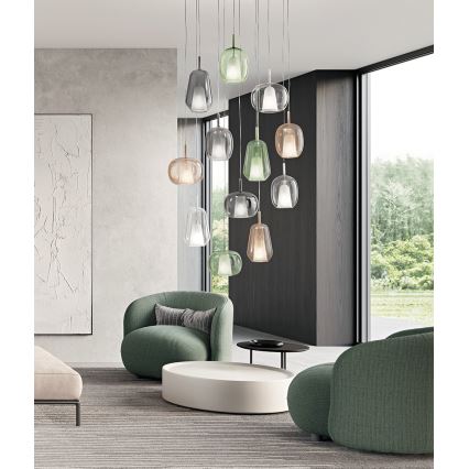 Ondaluce - THELMA cable-hung pendant light 1xE27/15W/230V Ø 25 cm gold/smoky beige