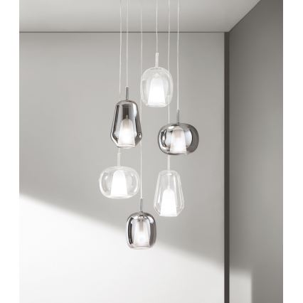 Ondaluce - THELMA cable pendant 1xE27/15W/230V dia. 19 cm gold/clear