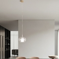 Ondaluce - THELMA Cable Pendant Light 1xE27/15W/230V, 25 cm diameter, gold/clear glass