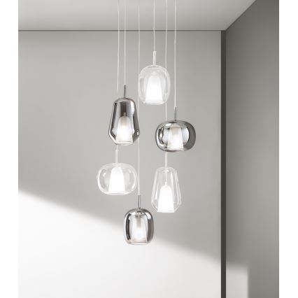 Ondaluce - THELMA Cable Pendant Light 1xE27/15W/230V, 25 cm diameter, gold/clear glass