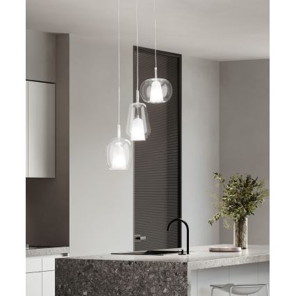 Ondaluce - THELMA Cable Pendant Light 1xE27/15W/230V, 25 cm diameter, gold/clear glass