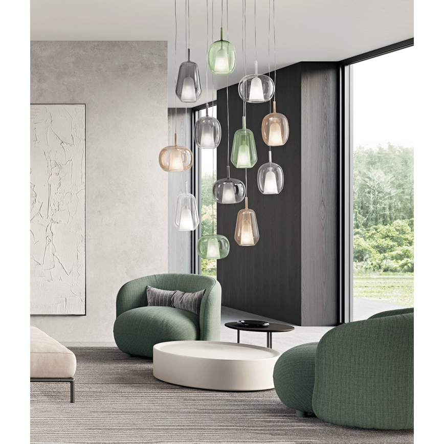 Ondaluce - THELMA cable-suspended pendant lamp 1xE27/15W/230V Ø 19.5 cm black/smoked gray