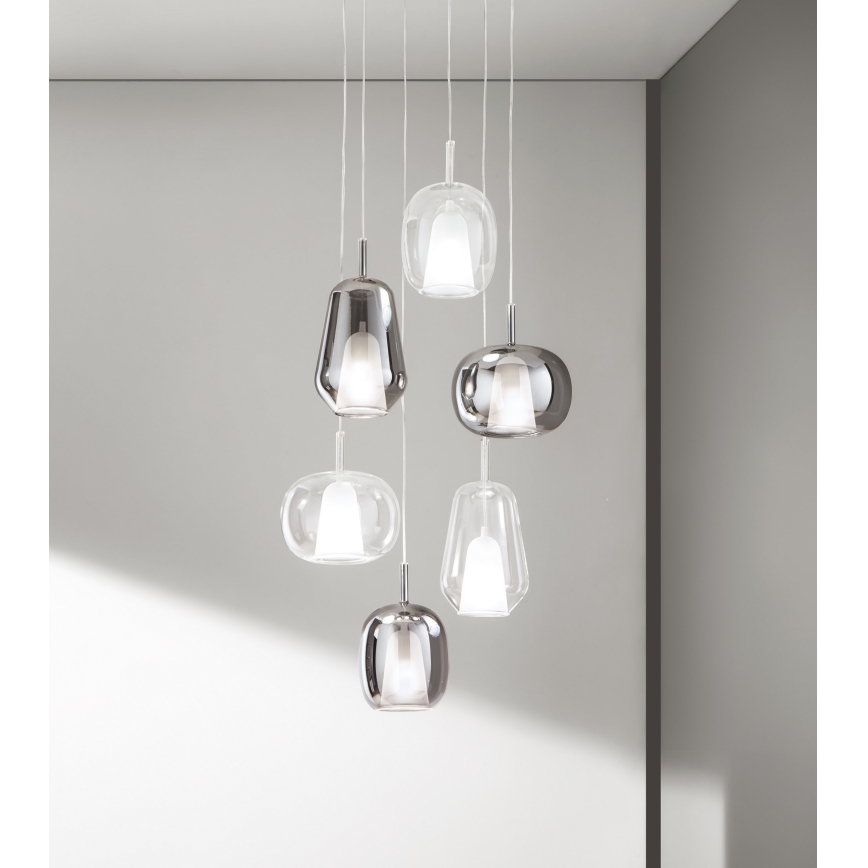 Ondaluce - THELMA cable-suspended pendant lamp 1xE27/15W/230V Ø 19.5 cm black/smoked gray