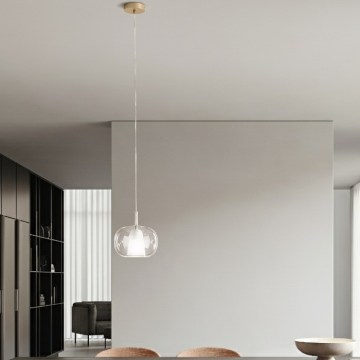 Ondaluce - THELMA cable-suspended pendant lamp 2×E27/15W/230V Ø 25 cm gold/clear
