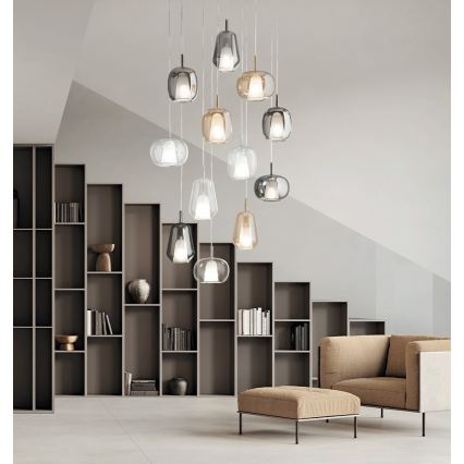 Ondaluce - THELMA cord-hung pendant light 1xE27/15W/230V smoked gray