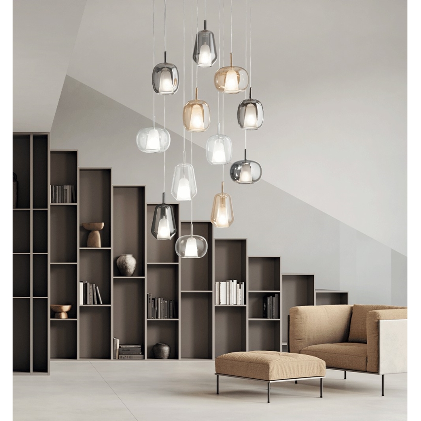 Ondaluce - THELMA Cord Pendant Light 1xE27/15W/230V Ø 19.5 cm Gold/Smoky Beige