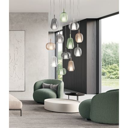 Ondaluce - THELMA pendant light on cord 1xE27/15W/230V Ø 19.5 cm gold/clear