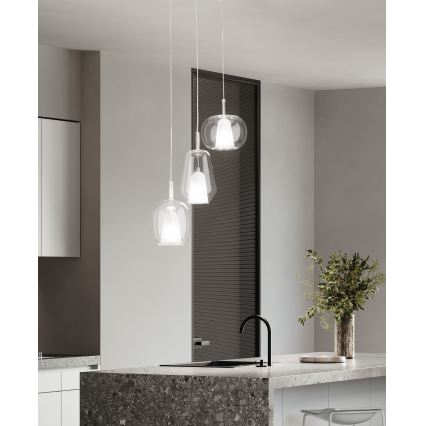 Ondaluce - THELMA pendant light on cord 1xE27/15W/230V Ø 19.5 cm gold/clear