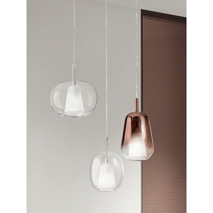 Ondaluce - THELMA pendant light on cord 1xE27/15W/230V Ø 19.5 cm gold/clear