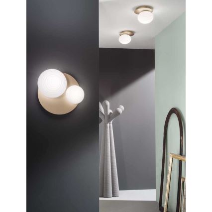 Ondaluce - TONDO wall light 1xE14/10W/230V + 1xE27/15W gold/white