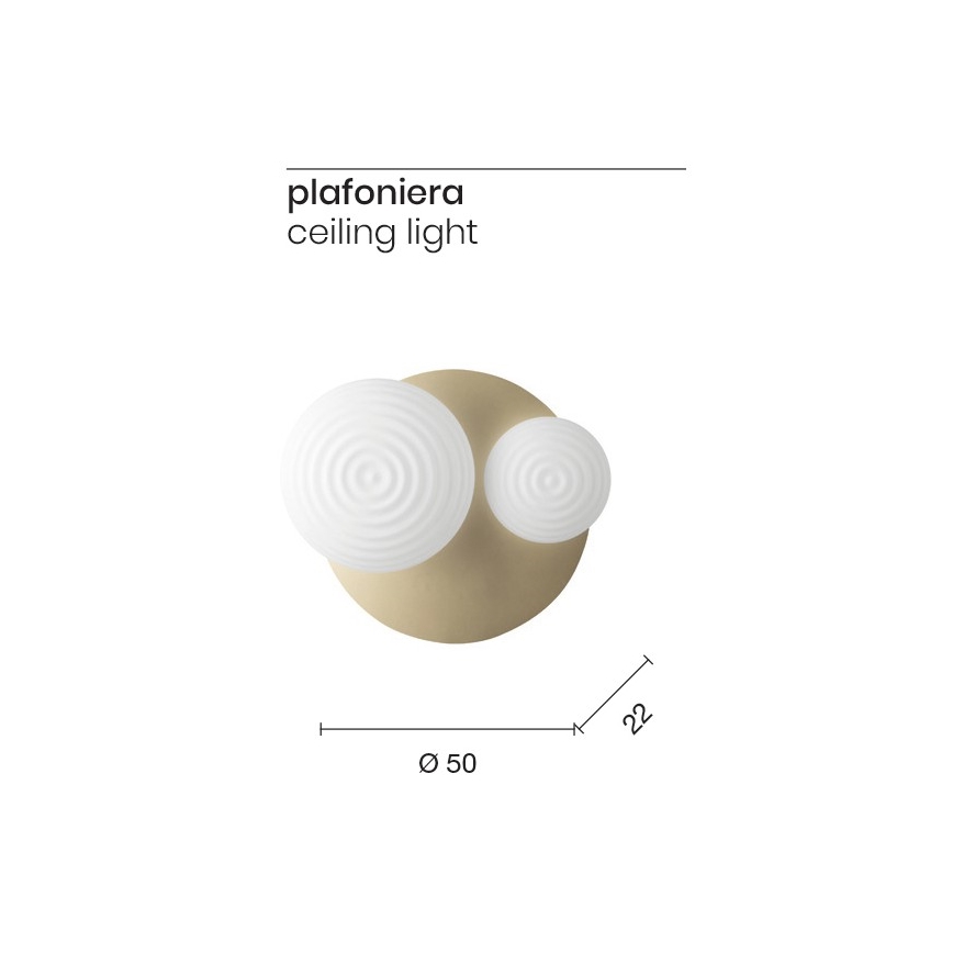 Ondaluce - TONDO wall light 1xE14/10W/230V + 1xE27/15W gold/white