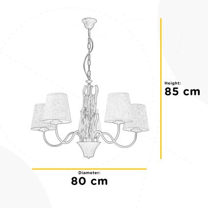 ONLI - AGAR Chain-hung Chandelier 5xE14/6W/230V, Ø 80 cm
