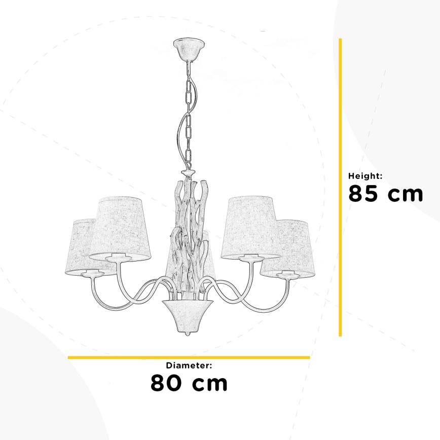 ONLI - AGAR Chain-hung Chandelier 5xE14/6W/230V, Ø 80 cm