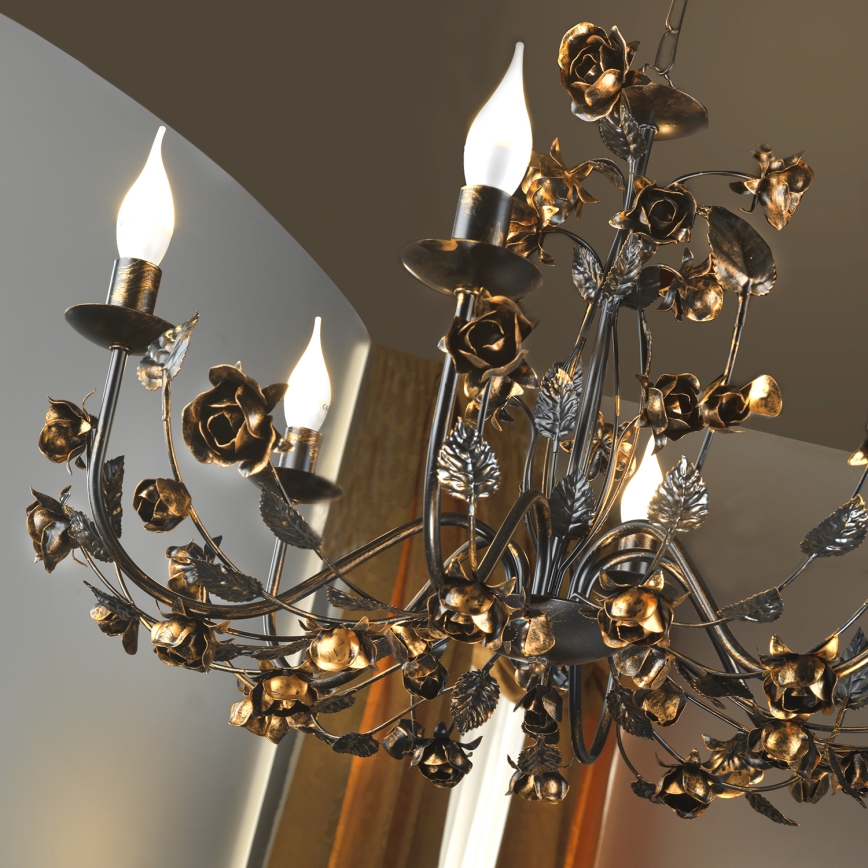 ONLI - CAROLINA Chain-Hung Chandelier 6xE14/6W/230V, Bronze