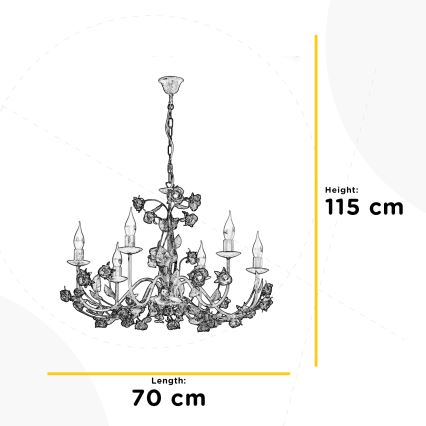 ONLI - CAROLINA Chain-Hung Chandelier 6xE14/6W/230V, Bronze