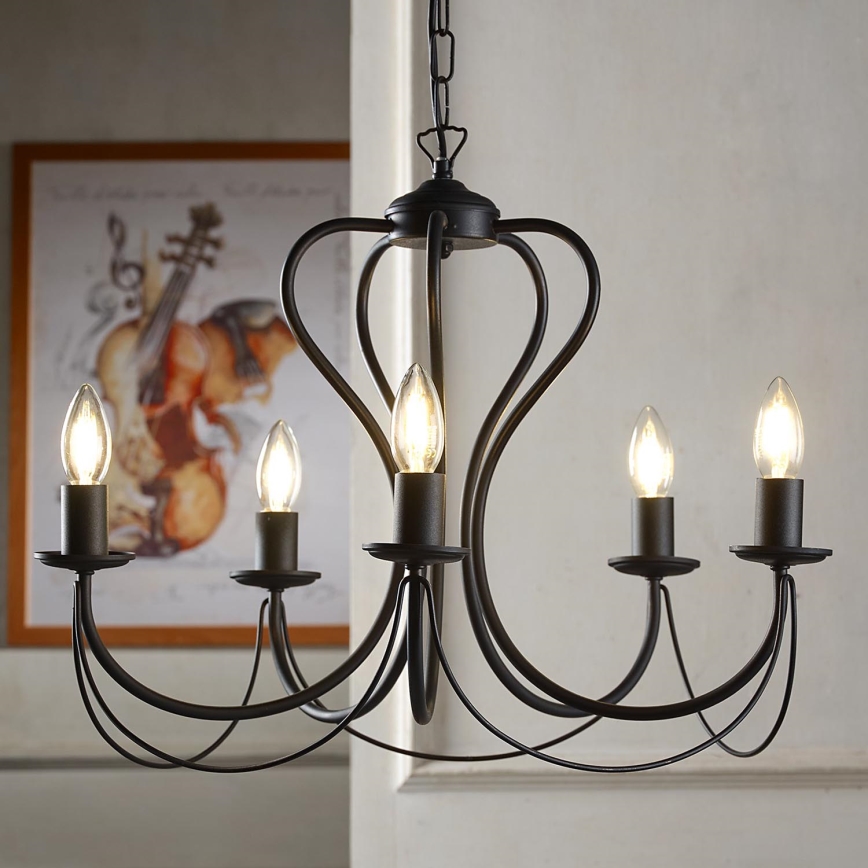 ONLI - Chandelier on a chain CANDELA 5xE14/6W/230V black