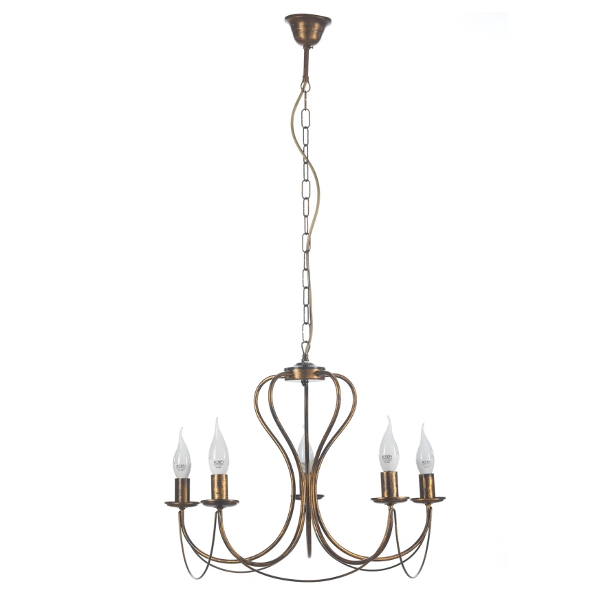 ONLI - Chandelier on a chain CANDELA 5xE14/6W/230V bronze
