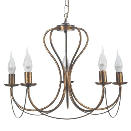 ONLI - Chandelier on a chain CANDELA 5xE14/6W/230V bronze