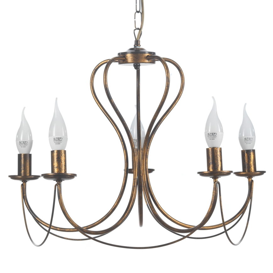 ONLI - Chandelier on a chain CANDELA 5xE14/6W/230V bronze