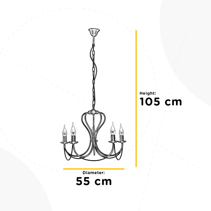 ONLI - Chandelier on a chain CANDELA 5xE14/6W/230V white