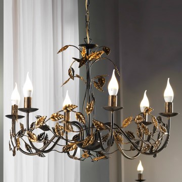 ONLI - Chandelier on a chain COLLANA 6xE14/6W/230V bronze/gold
